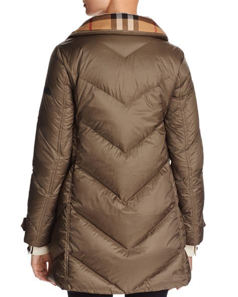 Burberry Chevron Quilted Down Puffer Coat 